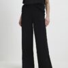 Black Jacquard Wide Leg Trousers