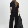 Black Jacquard Wide Leg Trousers