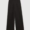 Black Jacquard Wide Leg Trousers
