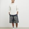 Black Jort Embroidered Japanese Dragon Shorts