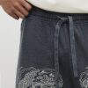 Black Jort Embroidered Japanese Dragon Shorts