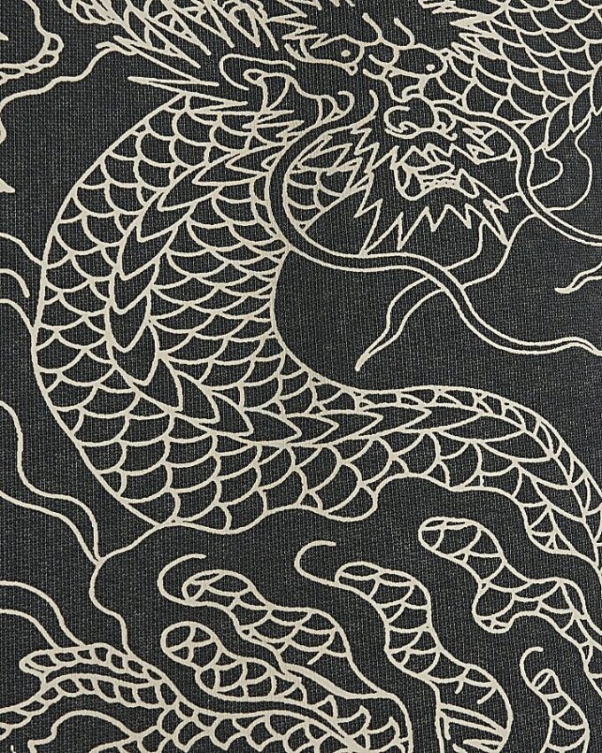 Black Jort Embroidered Japanese Dragon Shorts
