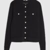 Black Knit Fitted Scallop Trim Cardigan