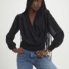 Black Knitted Hybrid Long Sleeve Top
