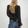 Black Knitted Long Chiffon Sleeve Top