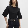 Black Knitted Short Sleeve Top