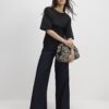 Black Knitted Short Sleeve Top