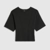 Black Knitted Short Sleeve Top