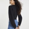 Black Knitted Structured Sleeve Cardigan