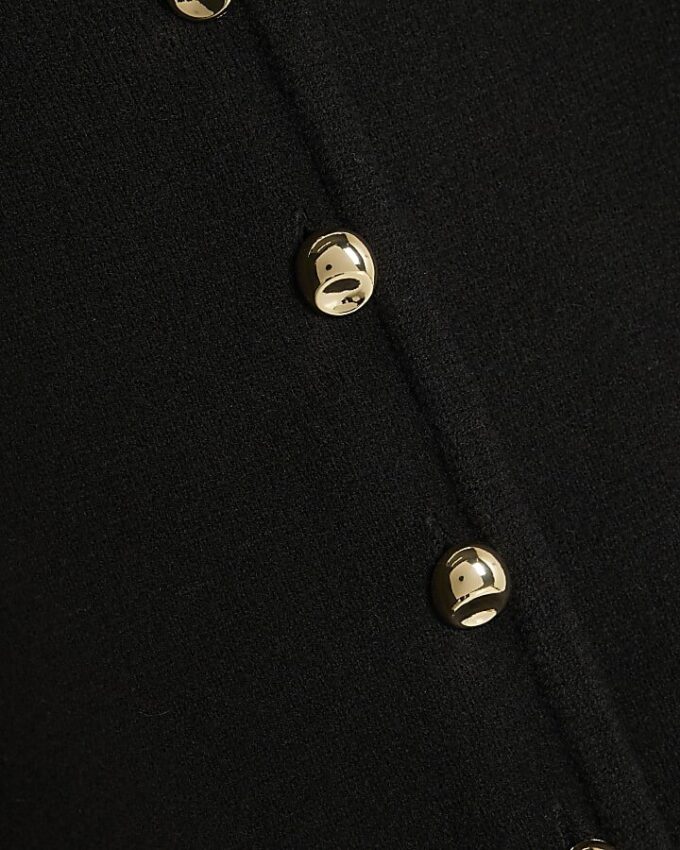 Black Knitted Structured Sleeve Cardigan