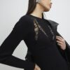 Black Lace Insert Rib Dress