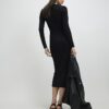 Black Lace Insert Rib Dress