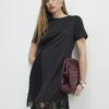 Black Lace Trim Side Twist Mini Dress