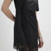 Black Lace Trim Side Twist Mini Dress
