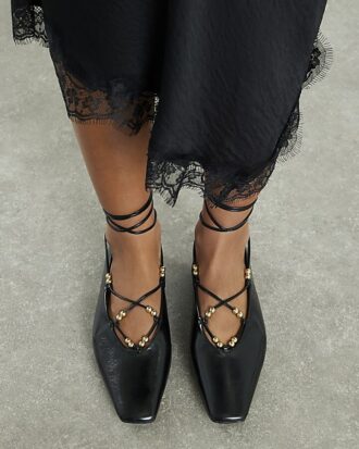 Black Lace Up Ballet Pumps Black Lace Up Ballet Pumps