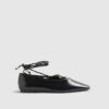Black Lace Up Ballet Pumps