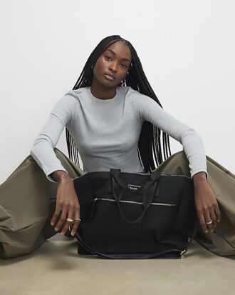 Black Large Webbing Strap Holdall Bag