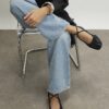 Black Leather Ankle Strap Ballet Pumps