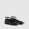 Black Leather Ankle Strap Ballet Pumps