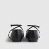 Black Leather Ankle Strap Ballet Pumps