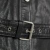 Black Leather Belted Long Sleeve Shirt