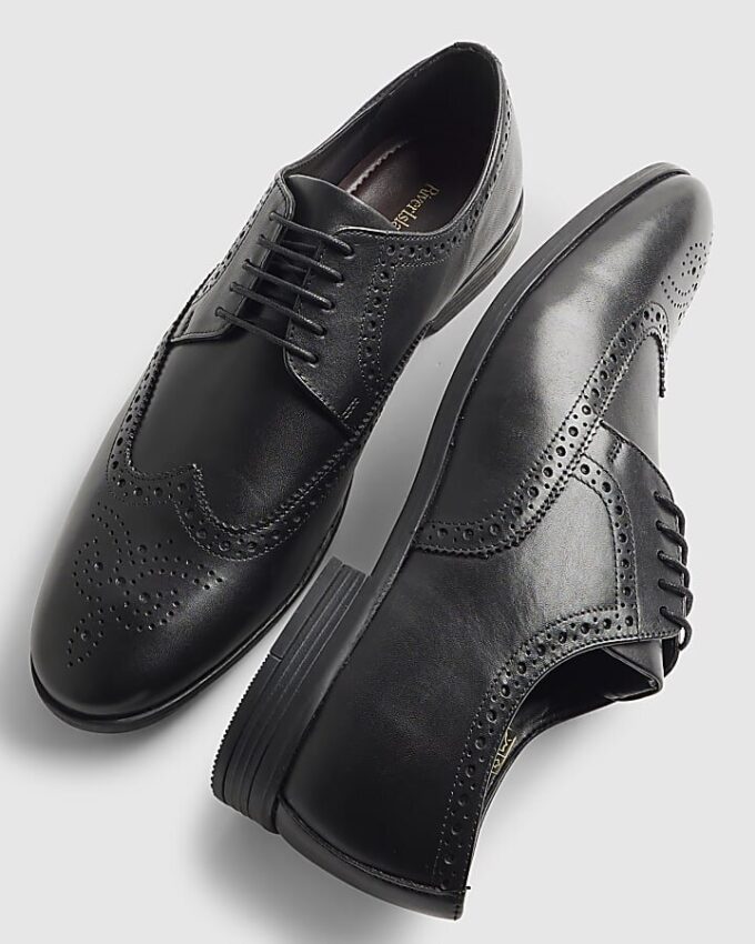 Black Leather Brogue Shoes