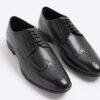 Black Leather Derby Brogue Shoes