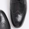 Black Leather Derby Brogue Shoes