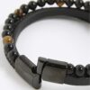 Black Leather Tigers Eye Bracelet