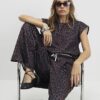 Black Leopard Print Tie Side Bubble Hem Top