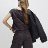 Black Leopard Print Tie Side Bubble Hem Top