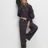 Black Leopard Print Tie Side Bubble Hem Top