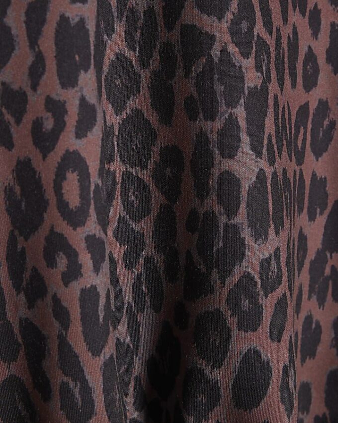 Black Leopard Print Tie Side Bubble Hem Top
