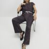 Black Leopard Print Wide Leg Trousers