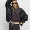 Black Leopard Print Wide Leg Trousers