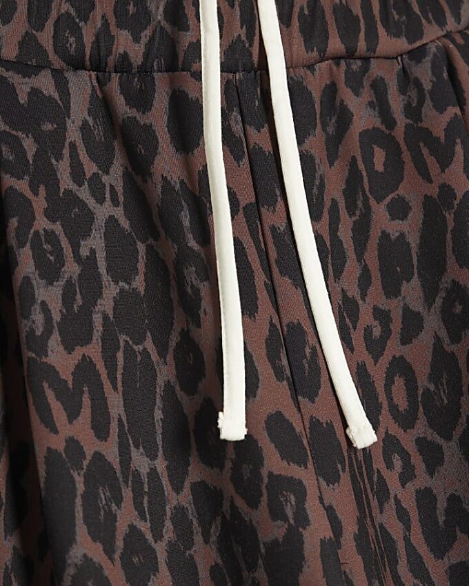 Black Leopard Print Wide Leg Trousers