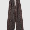 Black Leopard Print Wide Leg Trousers
