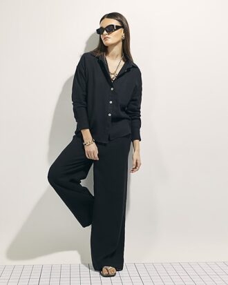 Black Linen Blend Shirt