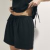 Black Linen Blend Shorts