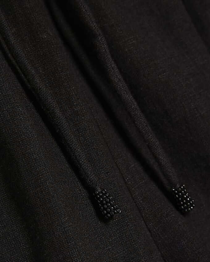 Black Linen Blend Shorts