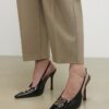 Black Logo Sling Back Court Heels