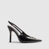 Black Logo Sling Back Court Heels