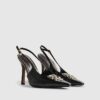 Black Logo Sling Back Court Heels
