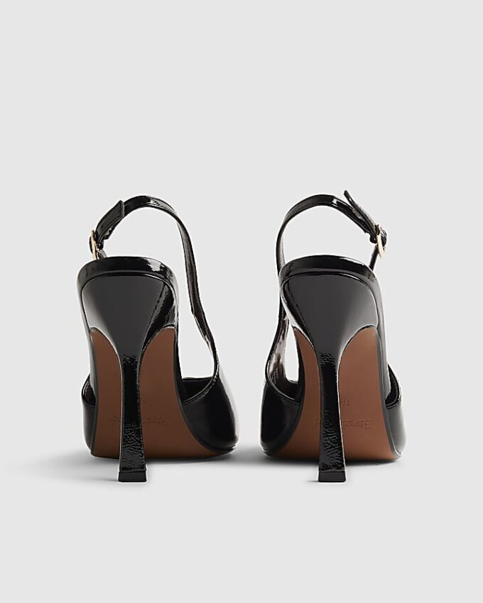 Black Logo Sling Back Court Heels