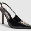 Black Logo Sling Back Court Heels