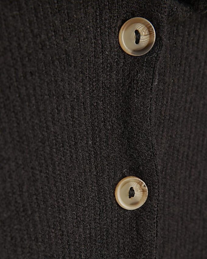 Black Long Sleeve Cosy Bubble Hem Cardigan