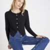 Black Long Sleeve Cropped Heart Cardigan