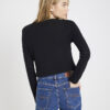 Black Long Sleeve Cropped Heart Cardigan