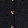 Black Long Sleeve Cropped Heart Cardigan