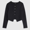 Black Long Sleeve Cropped Heart Cardigan